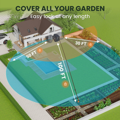 Giraffe Tools AW30 Garden Hose Reel Retractable 1/2" x 100 ft Wall Mounted Water Hose Reel Automatic Rewind, Any Length Lock, 100 ft, Dark Grey