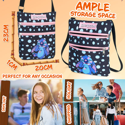 Disney Stitch Crossbody Bags for Women Teenagers Girls Purse Shoulder Bag for Shopping Vacation Stitch Gifts for Girls (Black)