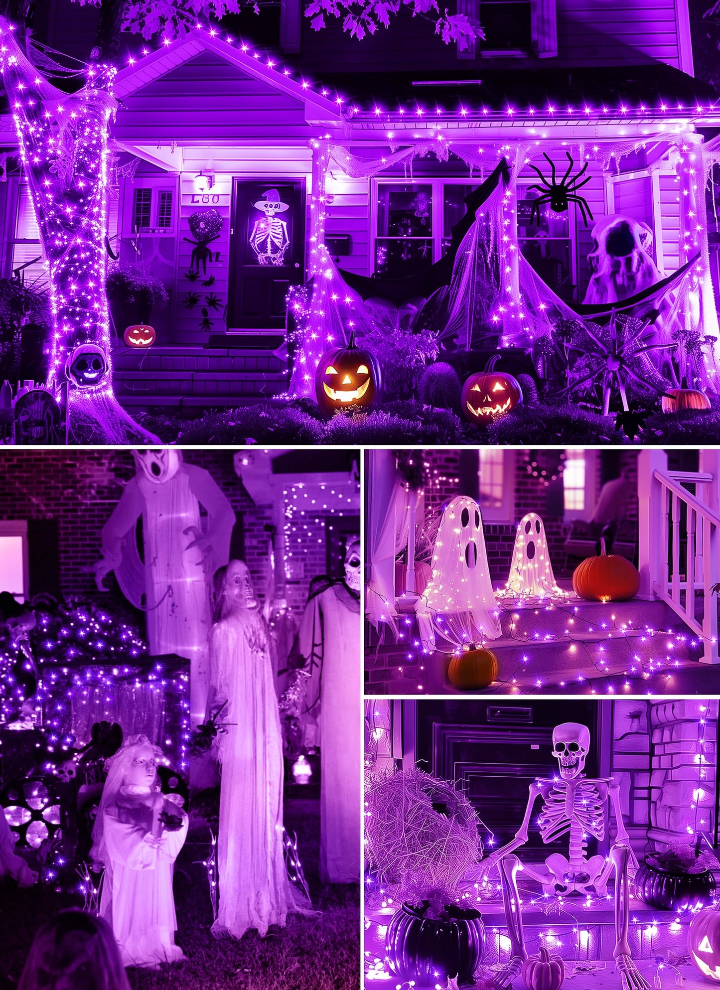 Halloween USB Fairy Lights Plug in, 33Ft 100 LED Twinkle String Lights with Remote and Timer, Waterproof 8 Modes for Bedroom Home Party Ghost Haunted House Indoor Outdoor Decorations, Purple