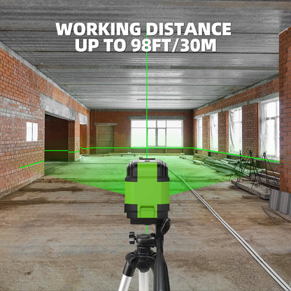 Laser Level with Tripod, HUEPAR 98Ft Self Leveling Laser Level Green Line Laser Cross Line Laser Leveler Tool for Picture Hanging, Tile, Home Renovation, Indoor Project, Battery&Carrying Bag Included
