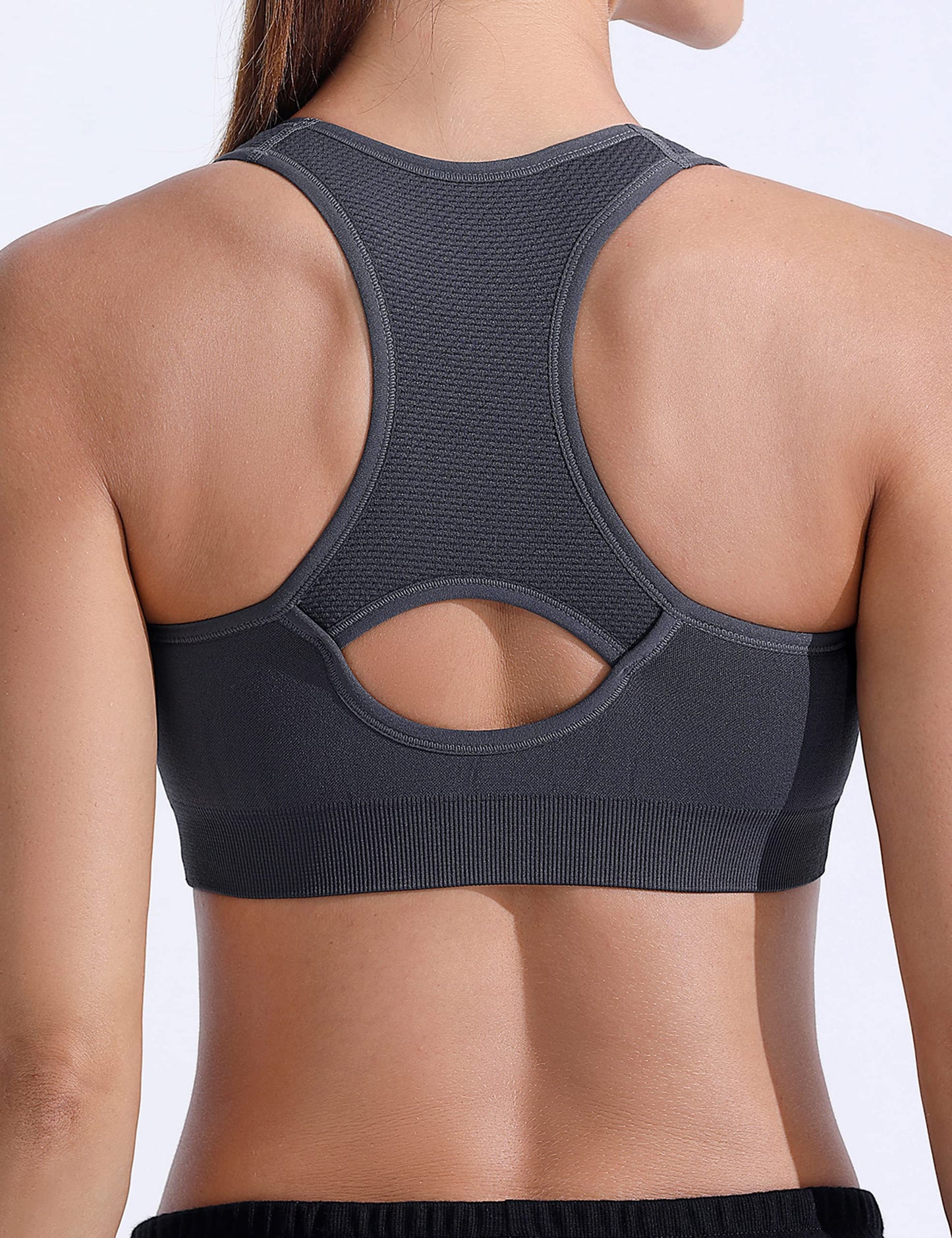 FITTIN Racerback Sports Bras Pack Of 4 - Padded Seamless High Impact Support For Yoga Gym Workout Fitness With Removable Pads, L(Fit for 34D 36C 36D 38A 38B 40A), 4-pack