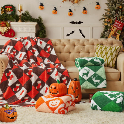 CYMULA Halloween Knit Throw Blanket - Pumpkin Blanket for Couch, Soft Cozy Lightweight Fluffy Blanket for Fall Decor, 50"x60"