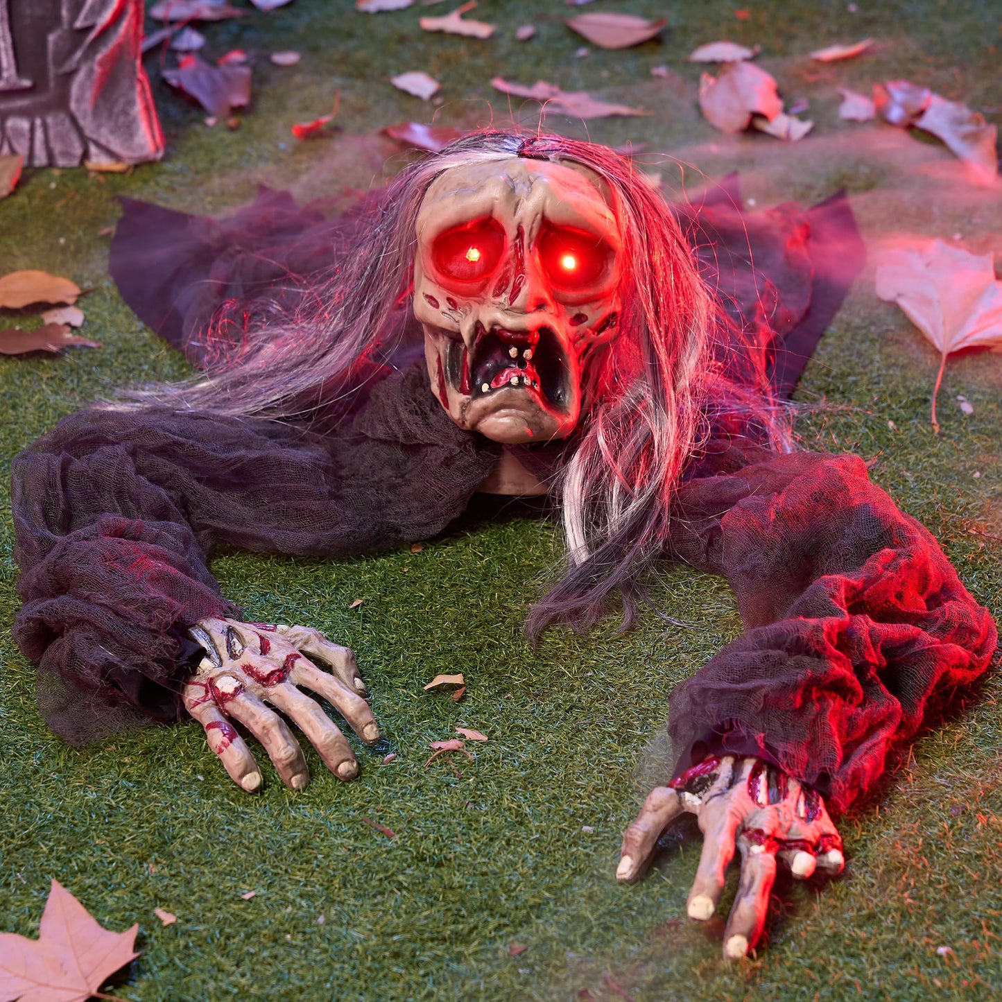 JOYIN Halloween Zombie Decoration Outdoor, Groundbreaker Halloween Outside Decor, Scary Zombies Props with Glowing Eyes and Sound for Graveyard Haunted House Lawn Yard Garden Decoration