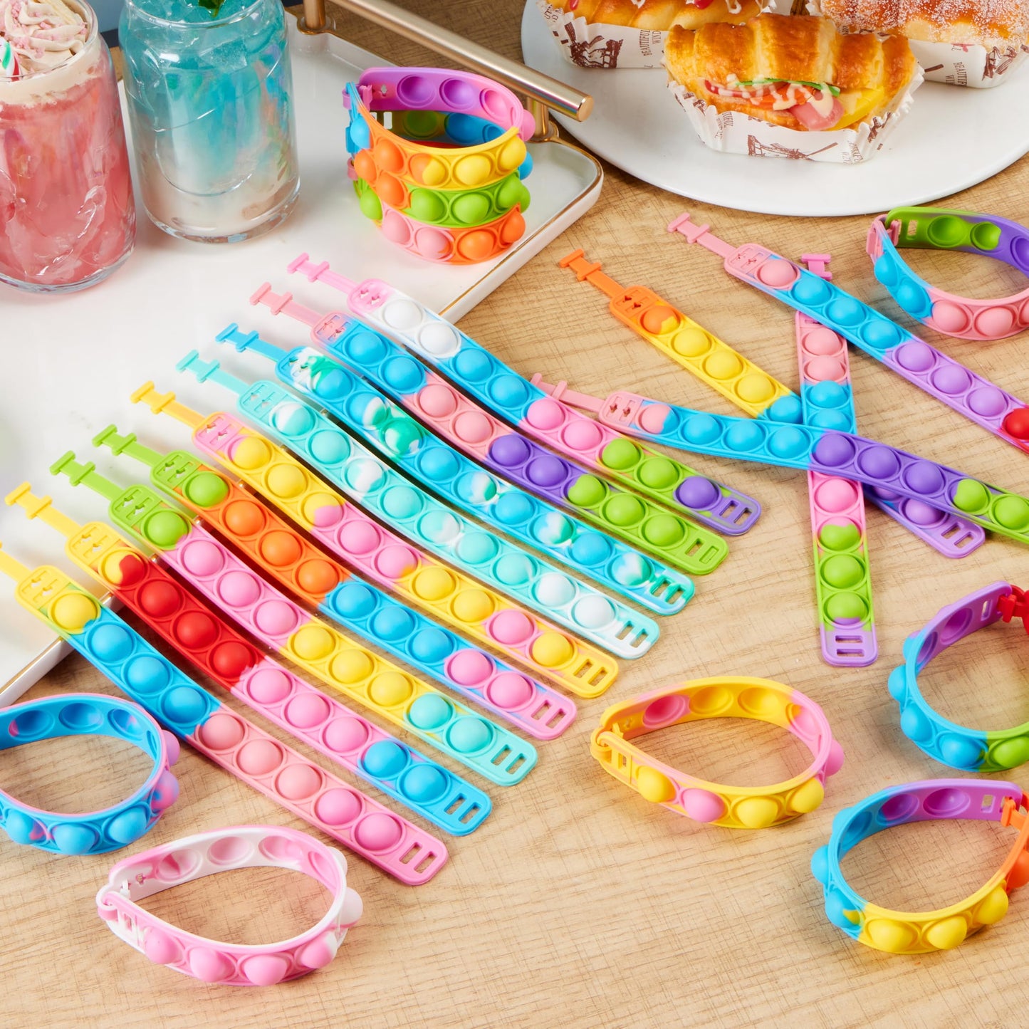 JOYIN Pop Fidget Toys pops Bulk 25 Pack Party Favors for Kids 4-8,8-12 Year, Fidget Bracelets Sensory Toys for Birthday Carnival Halloween Christmas Prizes Gifts Goodie Bags Stuffers for Kids
