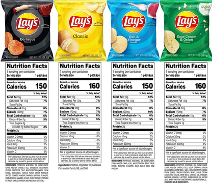 Lay's Potato Chips, 4 Flavor Variety Pack, 1 oz Single Serve Bags, (40 Pack)