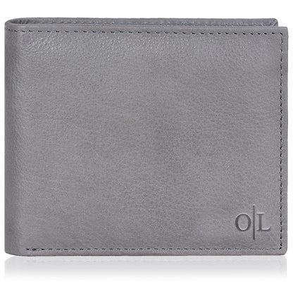 Grey Wallet For Men with 9 Credit Card Slots | Bifold | Leather | RFID Wallet Blocking | Gift For Men | Front Wallet