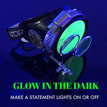 Fun Steampunk Eyewear Monocle Goggles/Rave Glasses Victorian Pirate Eyepatch BBB Neon Green