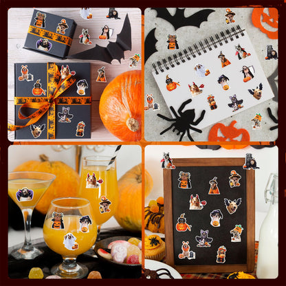 H1vojoxo Halloween Dog Stickers Roll - 1000PCS Halloween Dog Dress Up Stickers in 2 Rolls 16 Designs Pumpkin Dogs Self-Adhesive Sticker for Kids Craft Envelope Water Bottle Scrapbook Party Supplies