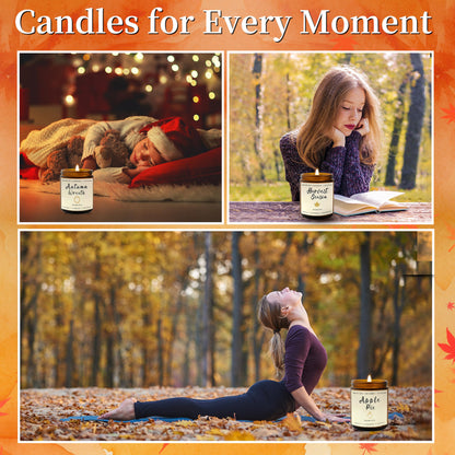 Fall Candles Gift Set – 4 Pack Scented Soy Candles for Home, Autumn Decor, Fall Decorations, Pumpkin Spice, Apple Pie, Cinnamon, Harvest – Great for Halloween & Thanksgiving Gifts