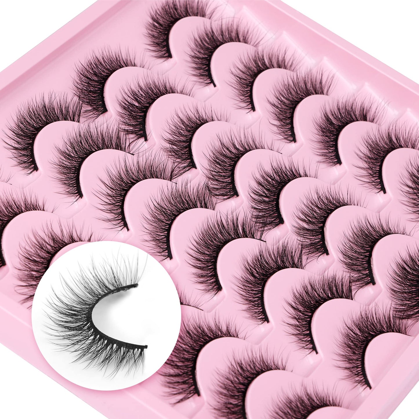 Lashes Natural Look Wispy Fasle Eyelashes 12mm Short Faux Mink Eyelashes Cat Eye Natural Strip Lashes Pack by Zegaine 16 Pairs