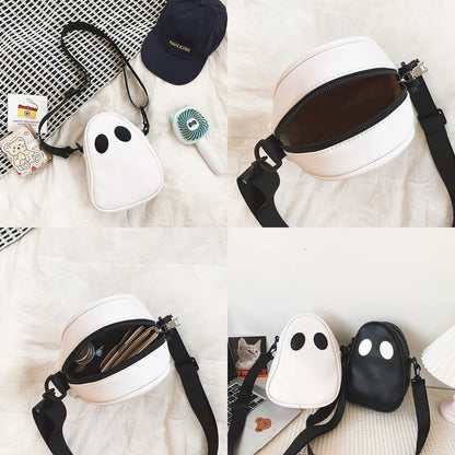 Halloween Pumpkin Cute Ghost Purse, Pu Leather Crossbody Bag Shoulder Bag For Girls, Spooky Season Trick Or Treat (white, One Size)