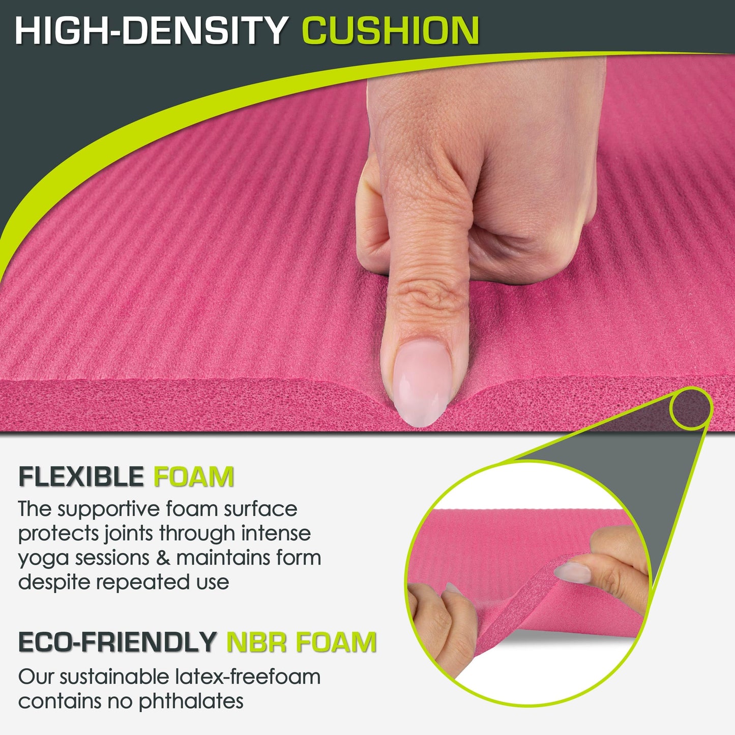 ProsourceFit Extra Thick Yoga Knee Pad and Elbow Cushion 15mm (5/8”) Fits Standard Mats for Pain Free Joints in Yoga, Pilates, Floor Workouts