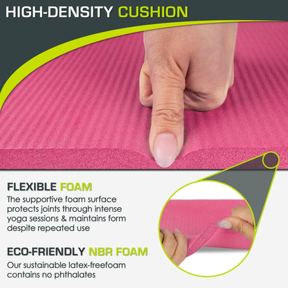 ProsourceFit Extra Thick Yoga Knee Pad and Elbow Cushion 15mm (5/8”) Fits Standard Mats for Pain Free Joints in Yoga, Pilates, Floor Workouts
