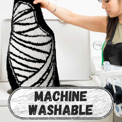 Halloween Bathroom Rug Black and White Horror Decorations Non Slip Coffin Bath Mats for Bathroom Bedroom Cute Runner Gothic Home Decor Scary Funny Mummy Carpet 18x47 inch