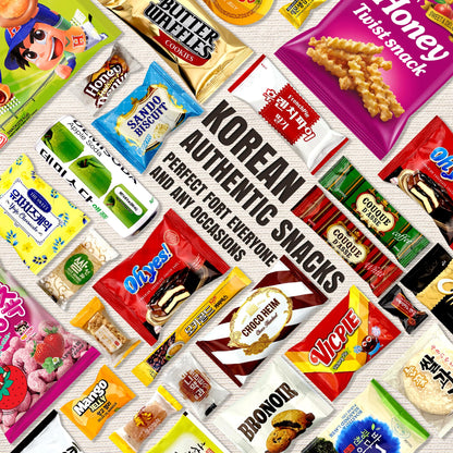 Dagaon Favorite Korean Snack Box 30 Count - Appetizing Gift and Care Package for any occasions and everyone. Variety of Korean Treats Including Top Picked Chips, Biscuits, Cookies, Pies, Candies.