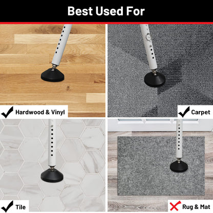 Keplrend Heavy Duty Door Jammer Security Bar - Adjustable Sliding Door Security Bar - Door Stoppers - White