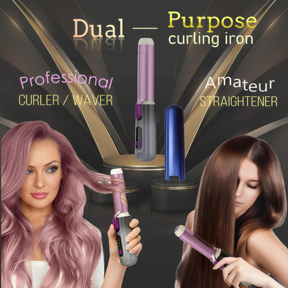 High-end Cordless Curling Iron Rechargeable, Portable USB Battery Operated Wireless Hair Curlers,Fast Heat-Up Curling Wand,Ideal for Home,Travel & Camping (Purple)
