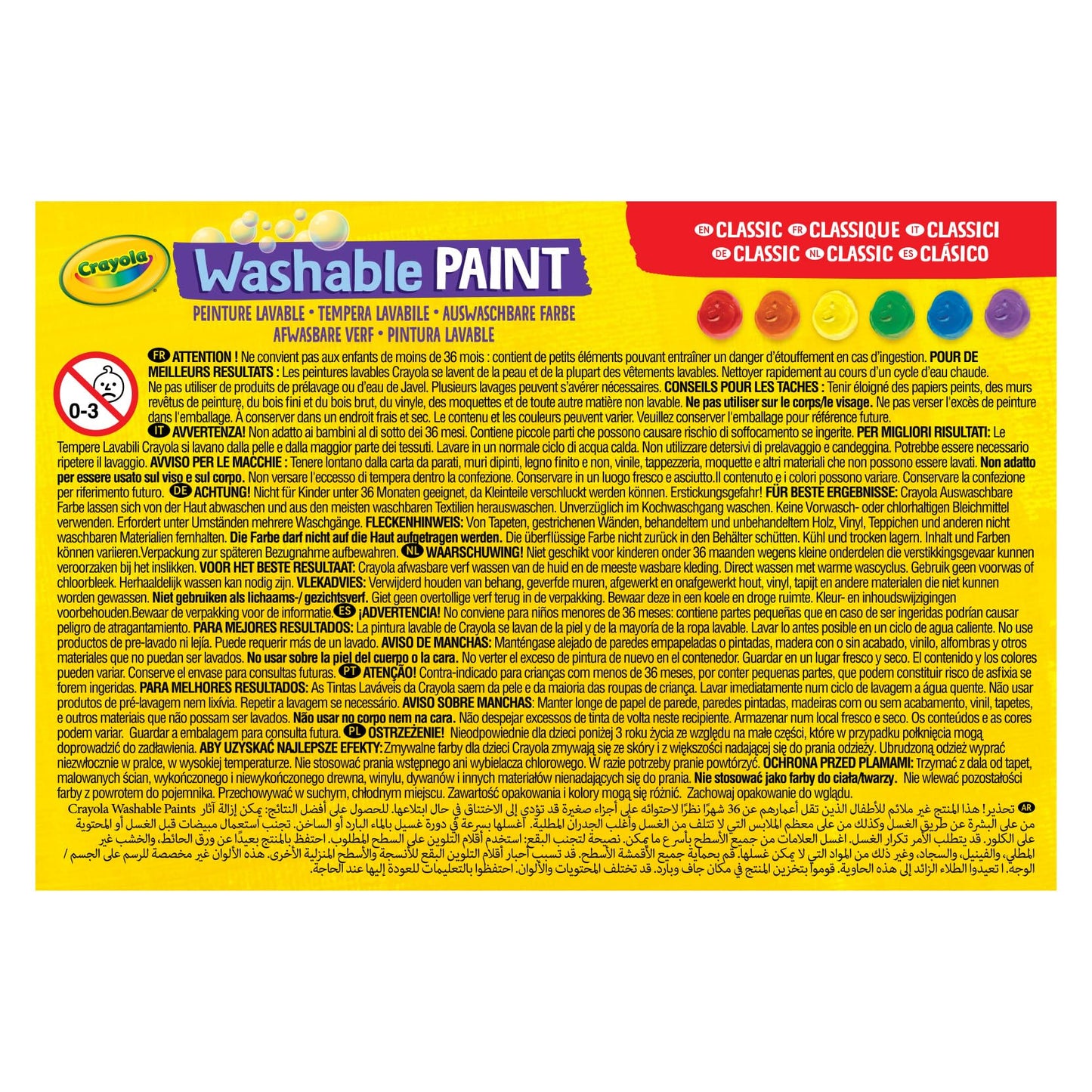 Crayola Washable Kids Paint, 6pk, Classic Colours, Children Art & Craft, projects, artist, students, creativity
