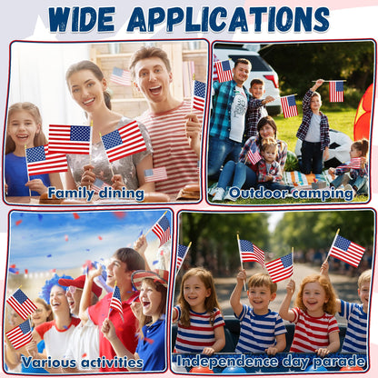 12 Pcs Small American Flags on Stick, 6x4 In 4th of July Decorations, Mini Patriotic USA Flag, Fourth of July Decorations, Hand Held July 4th Flag for Independence Day Supplies Favor Accessories