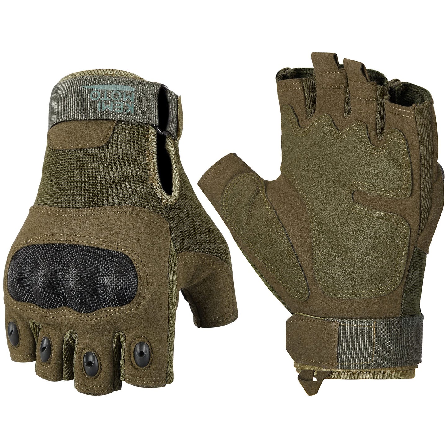 KEMIMOTO Fingerless Tactical & Motorcycle Gloves for Men, Outdoor Work Sports, Cycling, Hunting, Hiking & Camping