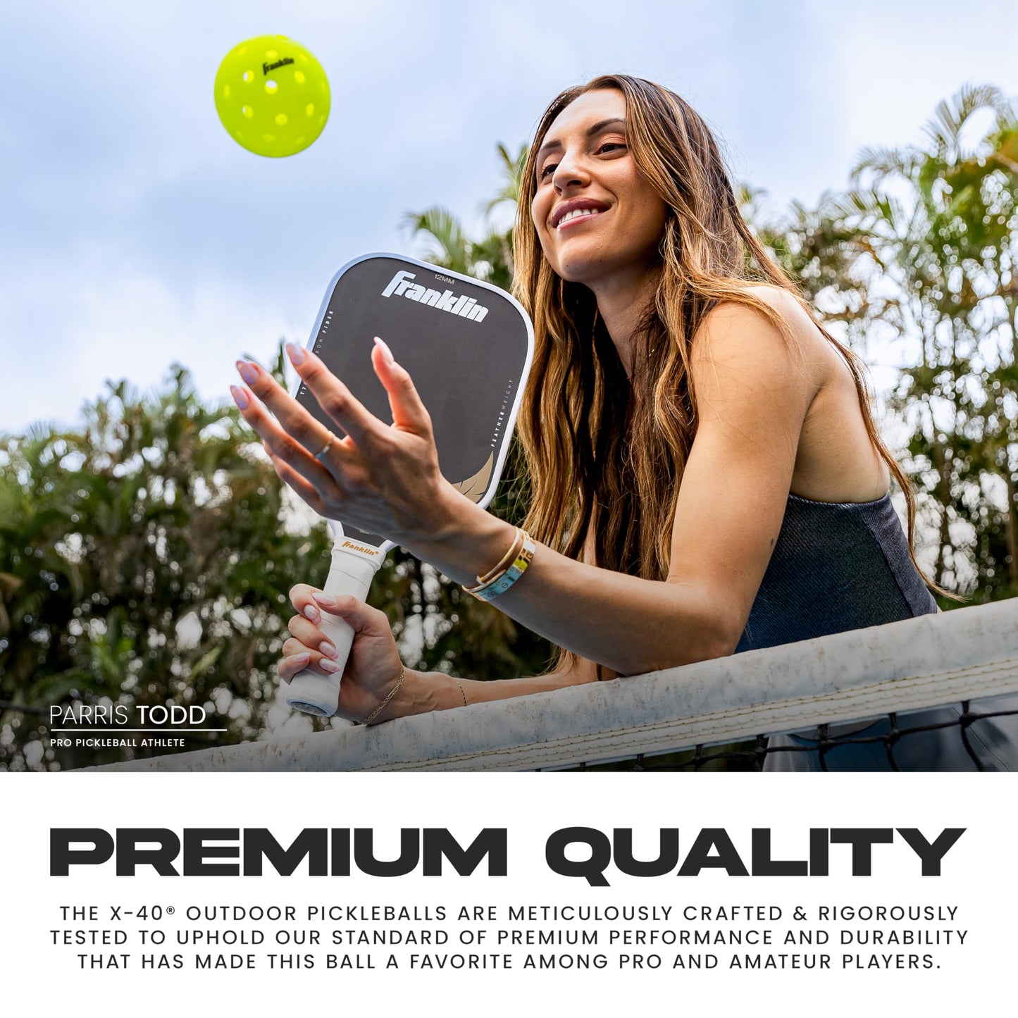 Franklin Sports Outdoor- X-40 Pickleball Balls - USA Pickleball (USAPA) Approved - 3 Pack Outside Pickleballs - Optic Yellow - US Open Ball