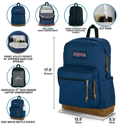 JanSport Right Pack Premium Backpack - Daypack with 15" Laptop Sleeve, Main Compartment & Water Bottle Pocket, Subtle Skull