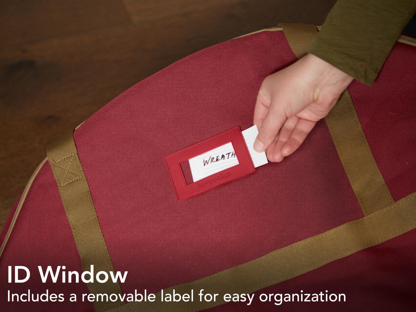 Covermates Keepsakes Christmas Wreath Storage Bag - Heavy Duty Polyester - Interior Pouch - Dual Zipper Pulls - Holiday Storage, Red