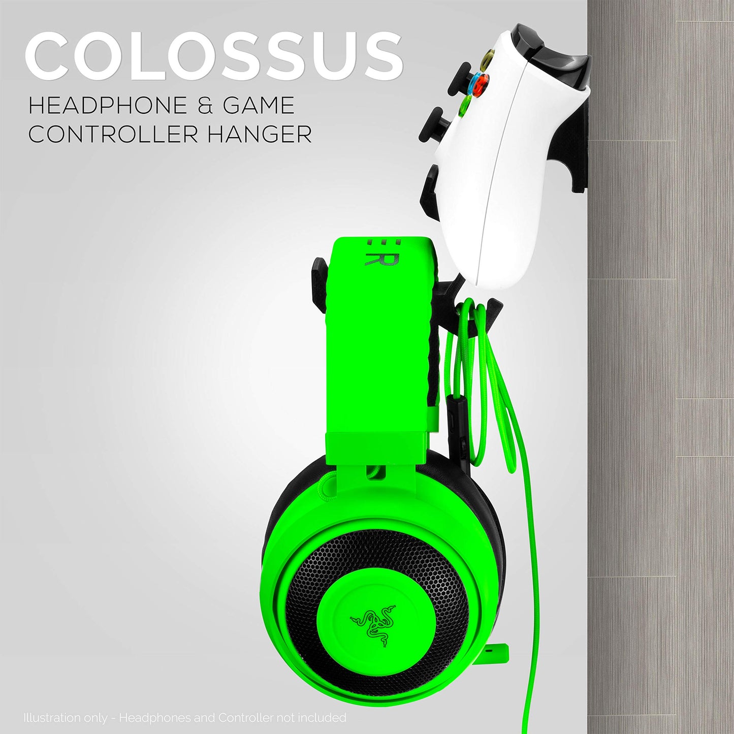 Colossus - Gamepad Controller & Headphone Hanger Holder - Designed for Xbox ONE, PS4, PS3, Dualshock, Switch, PC, Steelseries, Steam & More, Black by Brainwavz