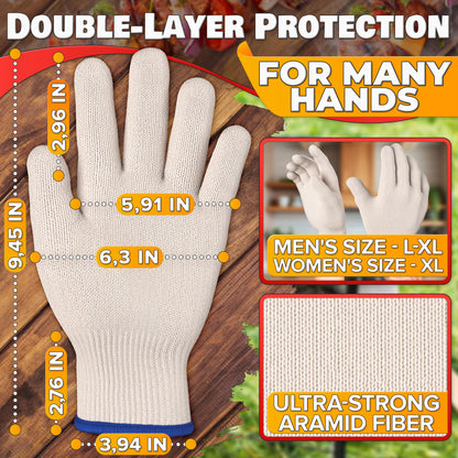 Heat-Resistant Cooking Gloves for Indoor and Outdoor Use - Gloves for Cooking, Baking, Pot-Holding, Smoker Grill Handling, and So On – Kitchen Gloves with 896 Degree Resistance, White, 10215