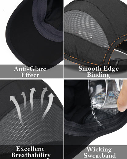 GADIEMKENSD Outdoor Running Hat Men's Cooling UPF50+ Womens Baseball Cap Sport Mesh Sun Hat Trucker Dad Hats Quick Dry Breathable Unstructured for Summer Camping Fishing Hiking Improved Black L