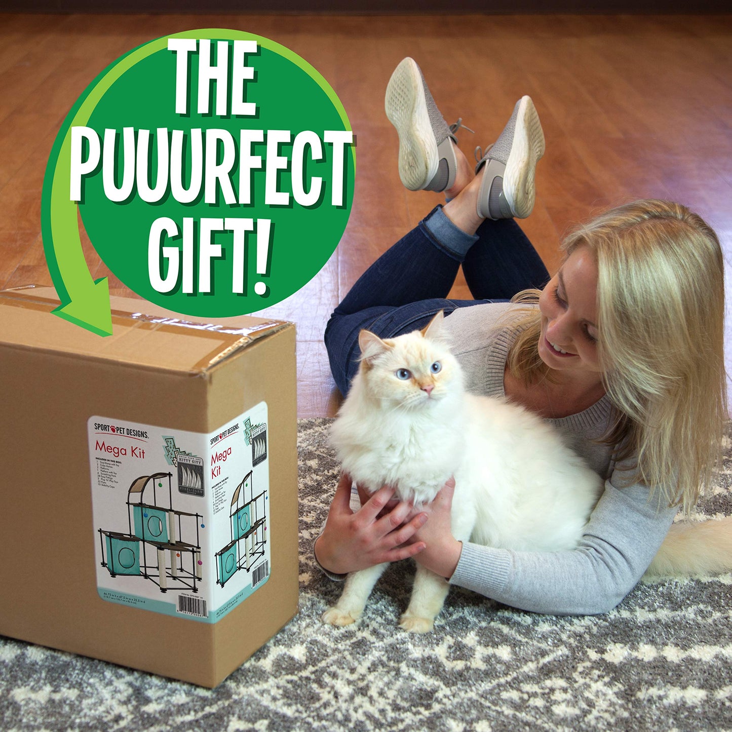 Kitty City Claw Indoor Mega Kit Cat Furniture, Corrugate Cat Scratcher, Cat Bed