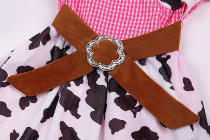 Ekoropshop Cowgirl Costume for girls West Cowgirl Halloween Outfit Dress with Pink Cowboy Hat-L