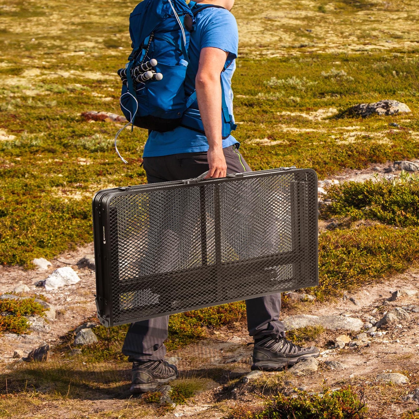 E EASTSTORM Square Folding Table, Easy for Storage, Compact and Portable Picnic Table for Grill, Outdoor Camping, Garden, Patio, Dining, BBQ, Party, Market and Card Table, 27.2 L×27.2W inches