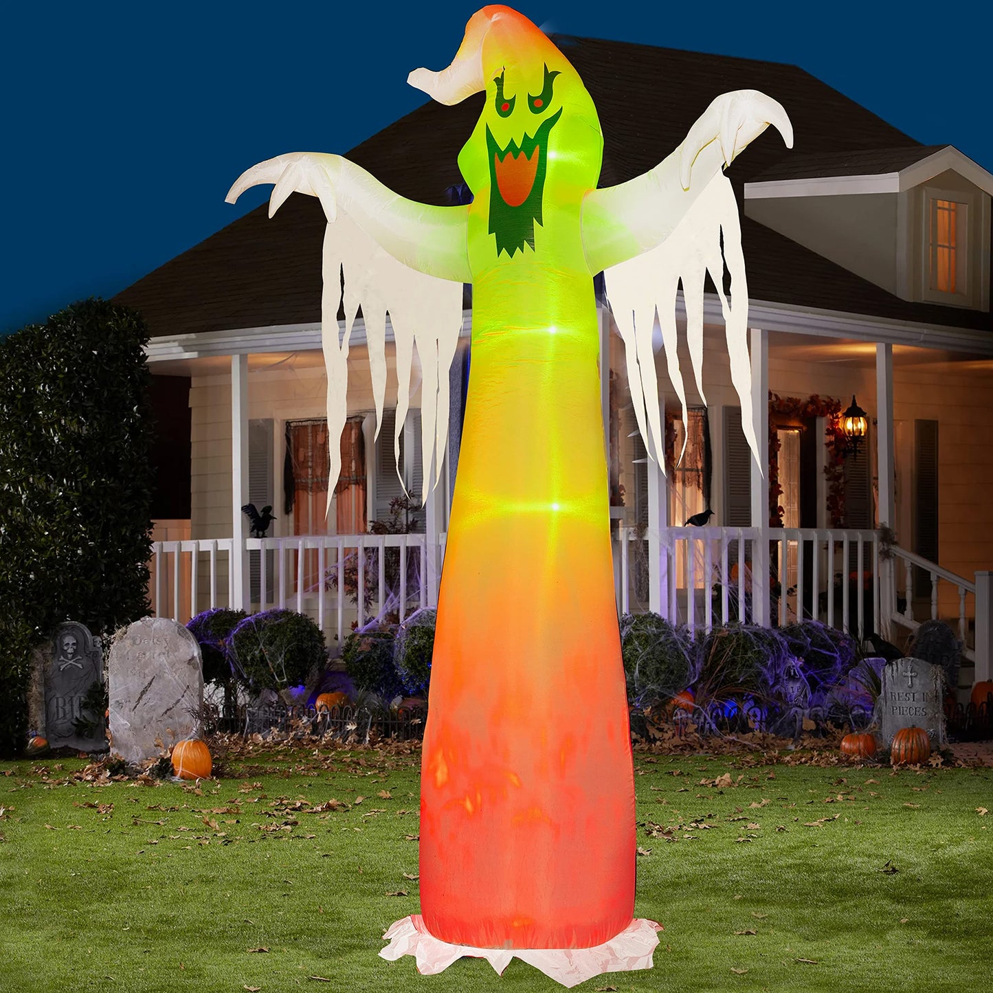 Hourleey 9 FT Halloween Inflatables Outdoor, Halloween Blow Up Yard Decorations with Built-in LED Lights for Indoor Outdoor Party Garden Lawn Clearance (Ghost)