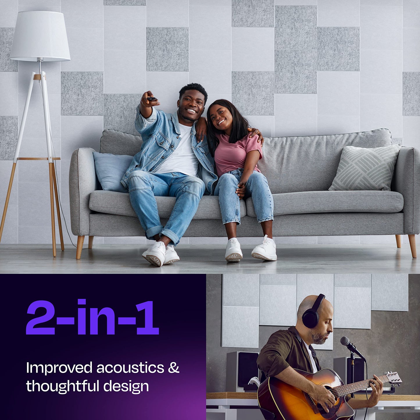 Ekkogo Acoustic Panels 12-Pack Soundproof Wall Panels 12"X12"X0.4" Sound Panels High Density Sound Dampening Panels - [White Square]