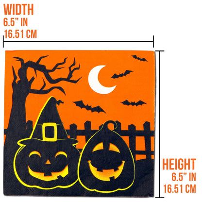 Iconikal 75-Count Disposable Paper Party Napkins, Pumpkin Patch Silhouette, Dinner Size
