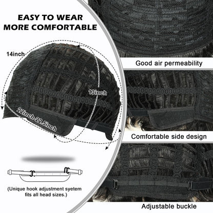 DDHAIR Mens Wigs Short Black Wigs for Men Natural Curly Layered Synthetic Full Hair Replacement Wig for Male Daily Wear Party Cosplay Halloween Costume（6inch，Black）