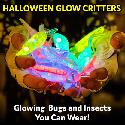 Glow Critters and Halloween Trick or Treat Glow Skeletons and Pumpkins - Glow Sticks Party Favors - Glow in The Dark Party Supplies