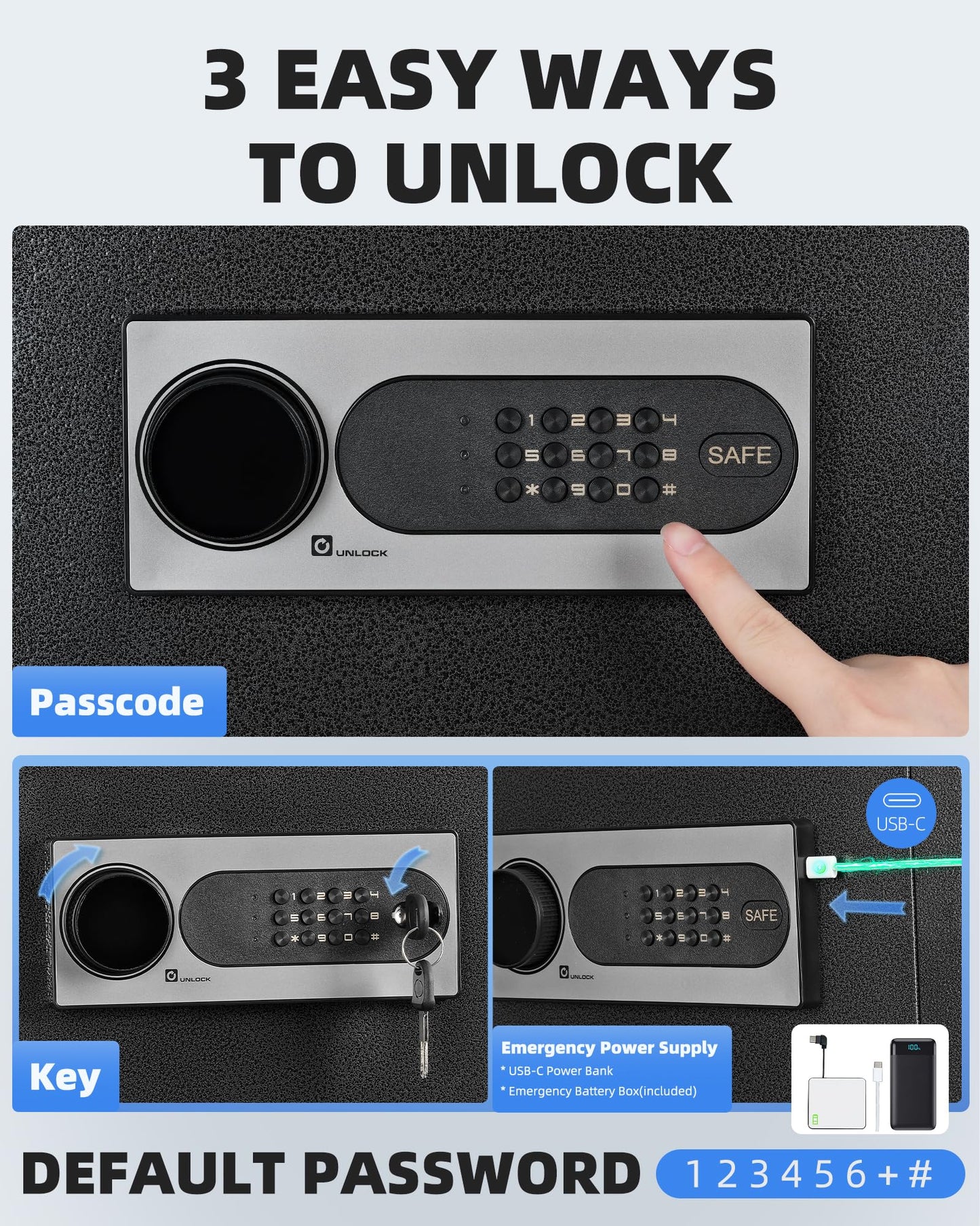 DAYI Safe Box, 3.0 Cubic Feet Home Safes with Fireproof Waterproof Bag, Security Safe for Money Cash Documents, Digital Keypad, Dual Alarm System, Removable Shelf - D-60