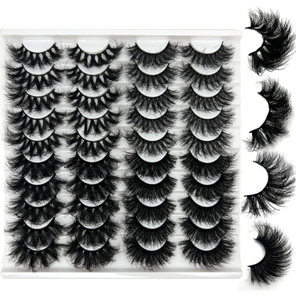IFSOWDRA Mink Lashes Strip D Curl Volume 20/25mm Long Dramatic Lashes 3D Mink Cat Eye Eyelashes Pack, Wispy False Eyelashes Natural Look (4 Styles)