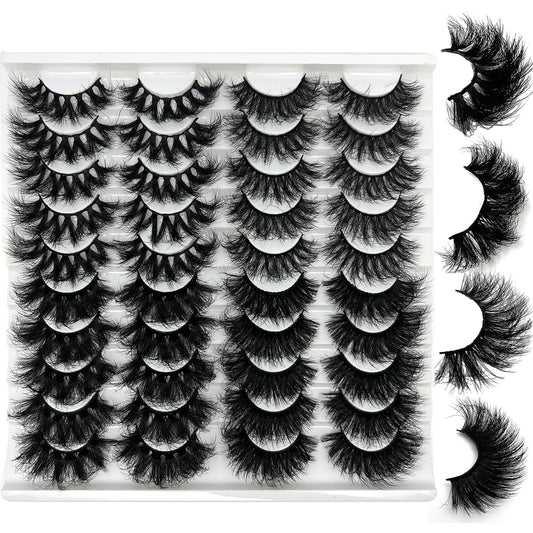 IFSOWDRA Mink Lashes Strip D Curl Volume 20/25mm Long Dramatic Lashes 3D Mink Cat Eye Eyelashes Pack, Wispy False Eyelashes Natural Look (4 Styles)