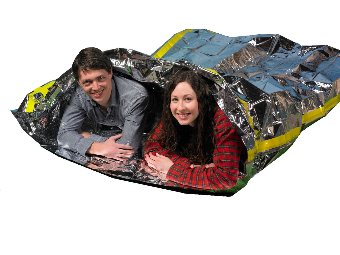 Emergency Thermal Mylar 2 Person Sleeping Bags- 1 Pack -Ultra Compact for Camping, Survival, Disaster Bivouac Shelter- Pocket Sized, 7.25ft x 5.25ft - Retains 90% of Body Heat and Repels Wind & Water