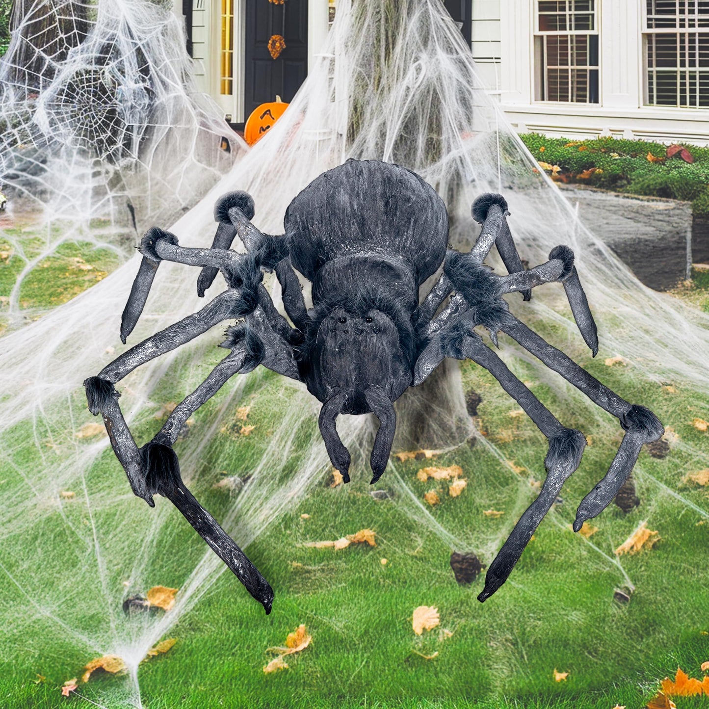 JOYIN Halloween Outdoor Decorations Giant Spider, 45” Scary Large Spider Halloween Decor Outside, Indoor Party Supplies, Yard Lawn Garden Haunted House Prop