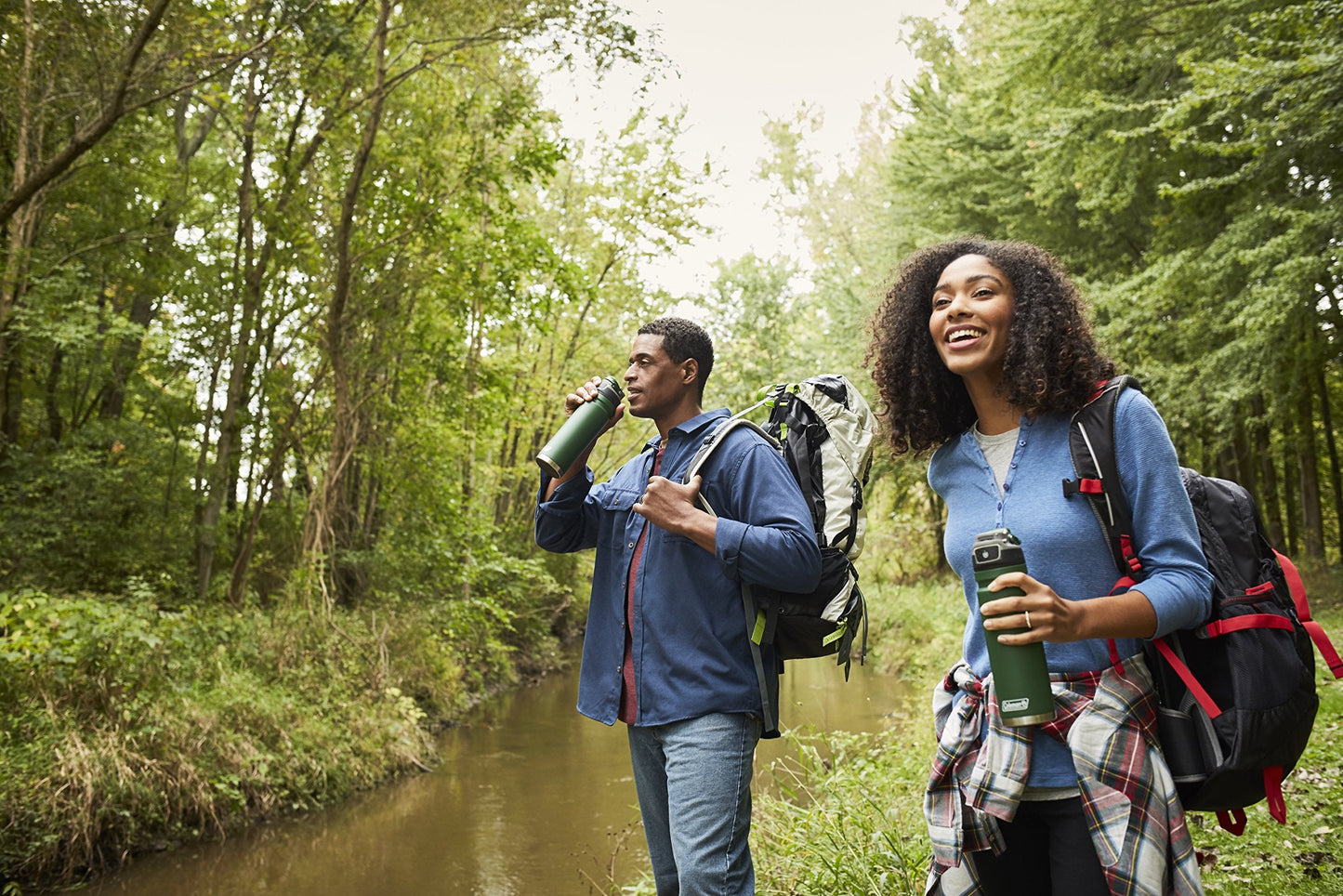 Coleman Autoseal FreeFlow Stainless Steel Water Bottle, Black, 24oz