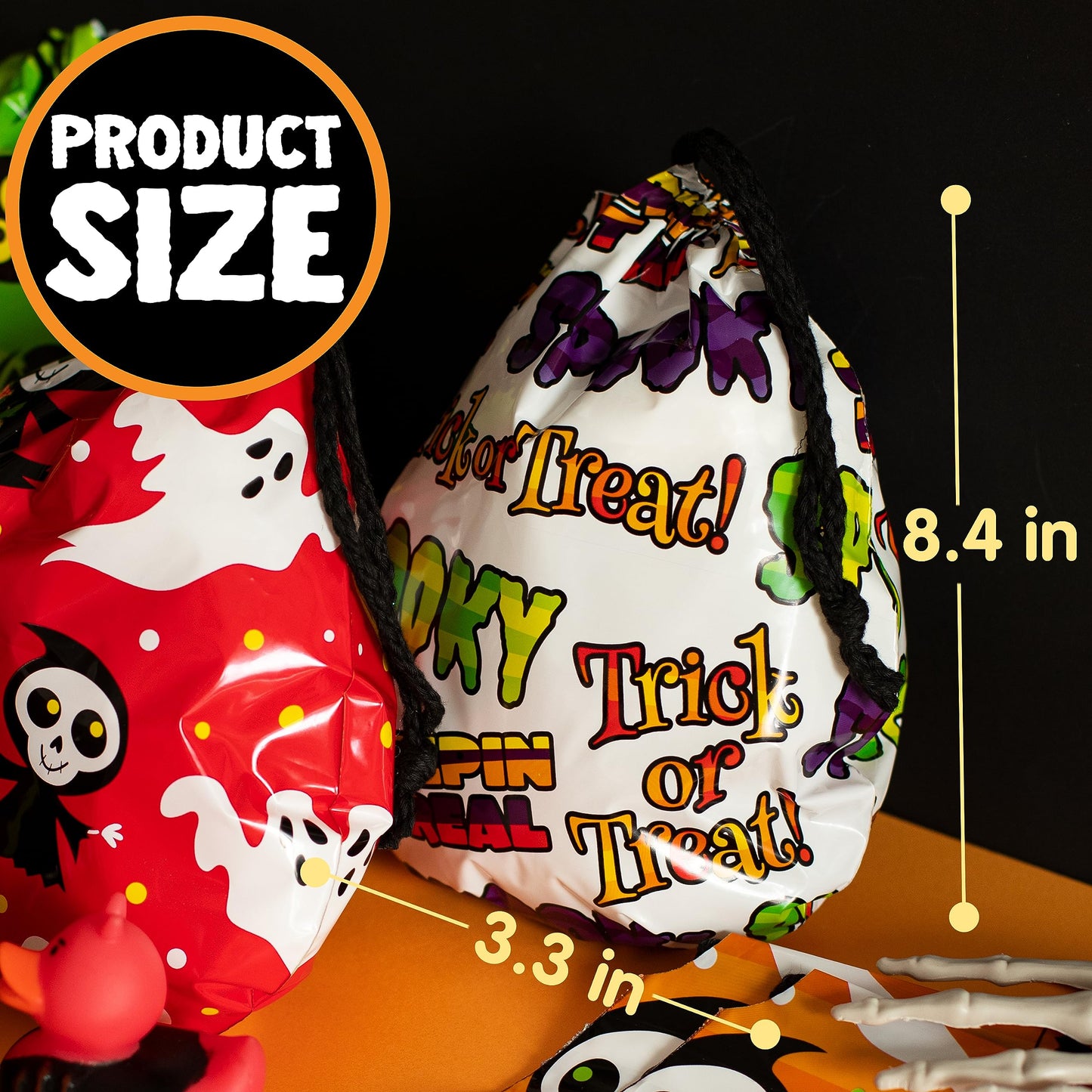 JOYIN 60PCS Halloween Drawstring Goody Treats Bags for Halloween Trick or Treating, Plastic Candy Goodie Bags Bulk for kids Party Favor Supplies, School Classroom Exchange Gifts in 12 Designs