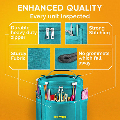 Knitting Bag Yarn Storage - Durable Canvas Yarn Bag - Yarn Organizer Crochet Bag with Knitting Accessories Case