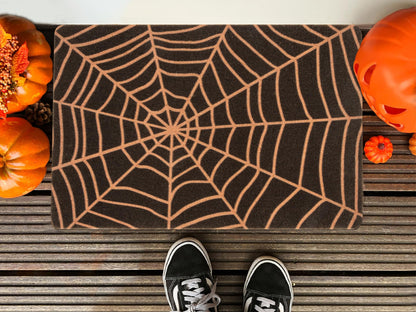 Halloween Spider-Web Welcome-Doormat - Outdoor Entrance Coir Non Slip Fashionable Mat Indoor Home Room Front Door Decor
