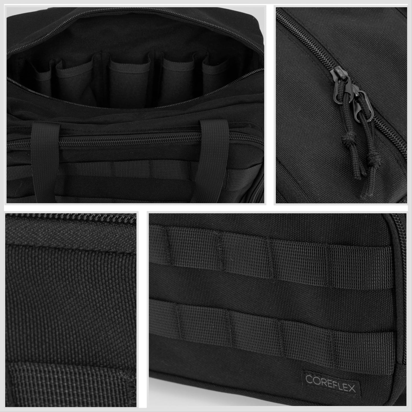 Coreflex Heavy Duty 12-Inch Multi-Purpose Tool Bag - Tactical, EDC, Range, Work Bag for Mechanics, Electricians, Carpenters, Builders, Plumbers - 12" X 7" X 7" (Black)
