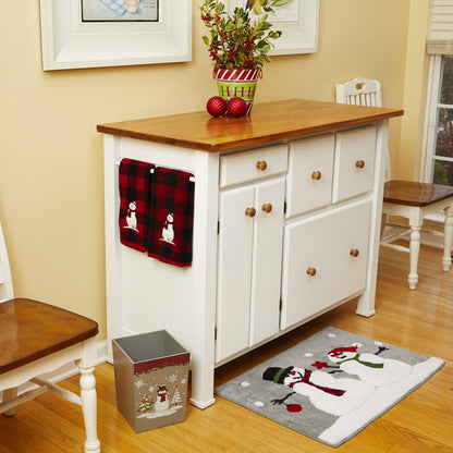 SKL Home Christmas Woodland Winter Snowman Hand Towel 2pc Set for Bath/Kitchen & Gift, Red