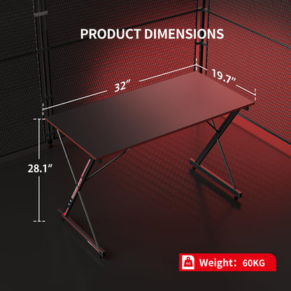 CubiCubi Gaming Desk 32 Inch PC Computer Desk, Home Office Desk Table Gamer Workstation, Simple Game Table, Black